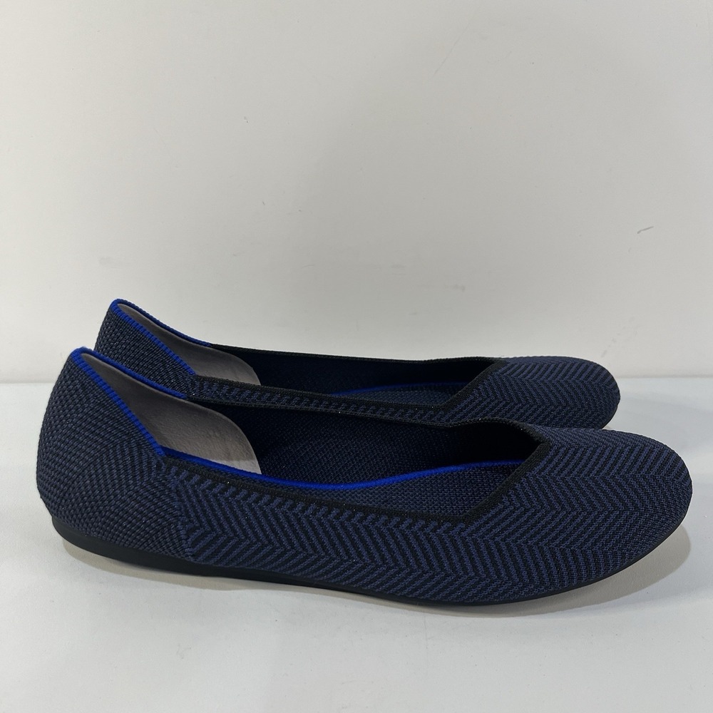 ROTHY'S Midnight Metallic Herringbone Ballet Flat Round Toe Blue Black Size 10 - Picture 3 of 7